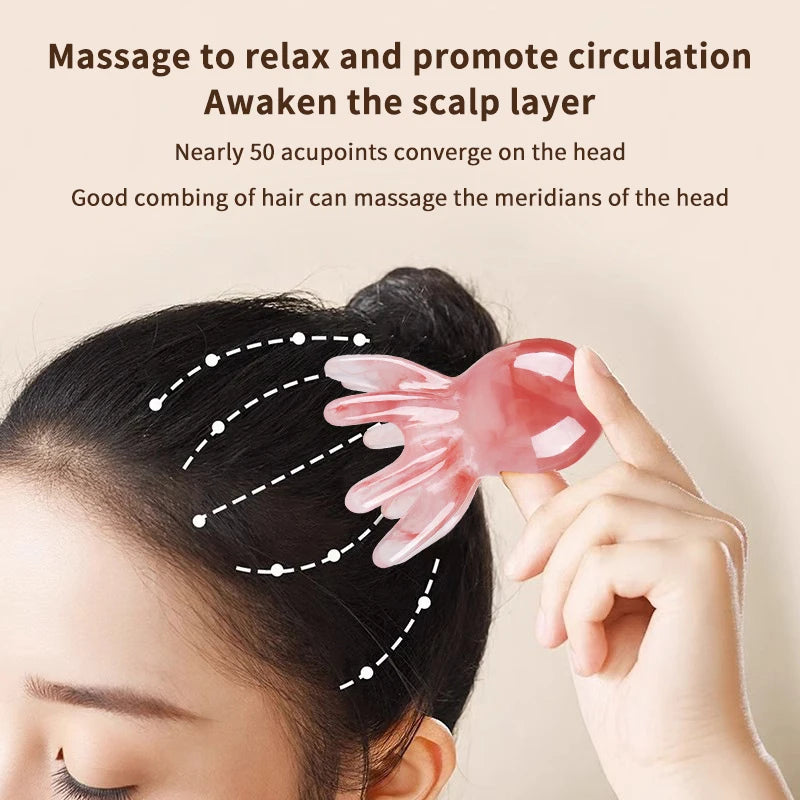 Resin Octopus Massage Comb Head Meridian Scraping Scalp Brush Qme