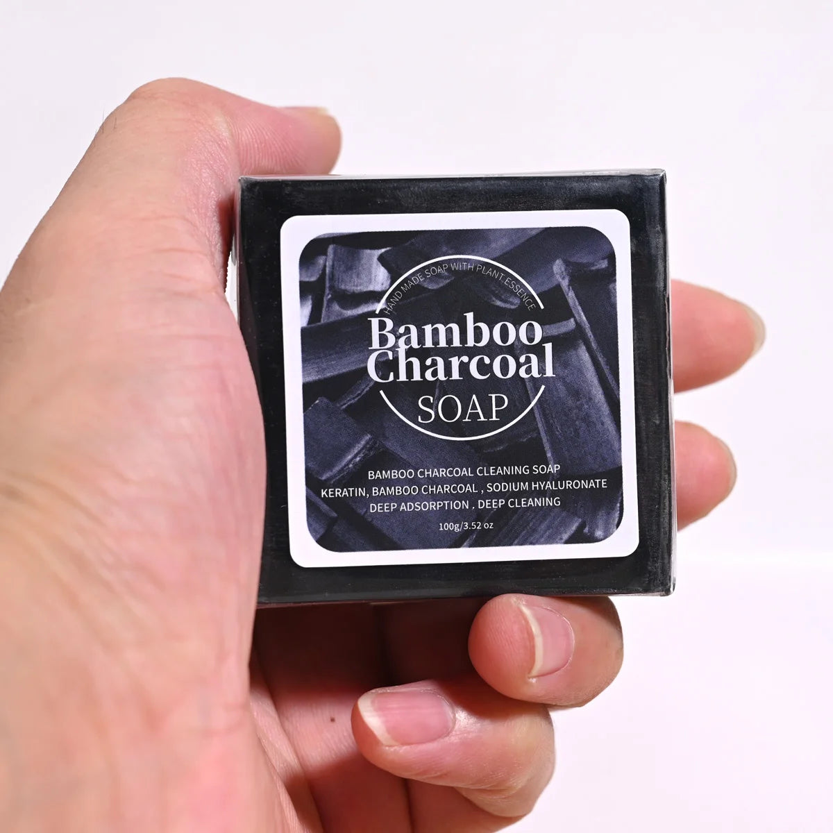 B+ Bamboo Charcoal Powder Deep Cleaning Soap Plant Oil Keratin Qme