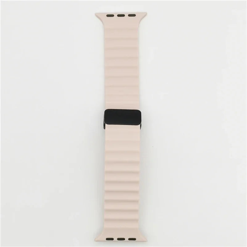 Simple Folding Buckle Magnetic Strap For iwatch 9 8 7 SE 6 5 4 3 Solid Color Sport Soft Silicone Band For Apple Watch 49mm 41mm Qme SandP 42-44-45-49mm