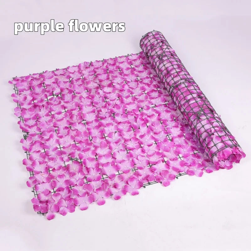 50X100cm Artificial Flowers Leaves Fence Removable Outdoor Garden Decoration Hedge Privacy Protection Green Leaf Flower Wall Qme purple flowers 50X100cm