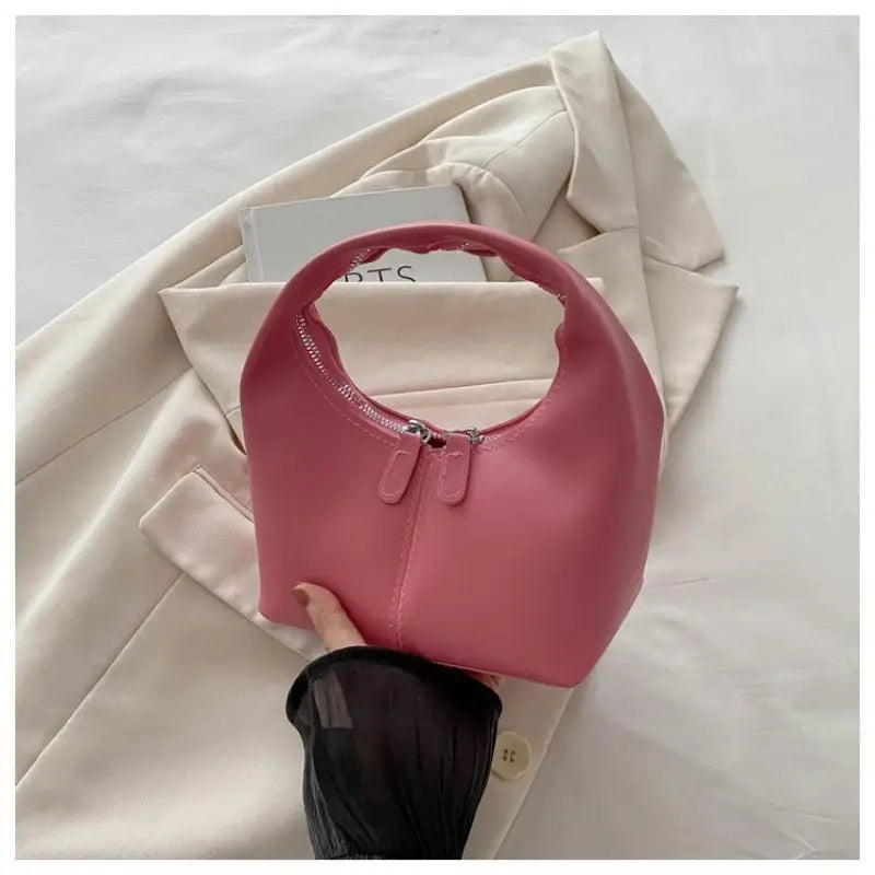 Mini PU Leather Hobo Top Handle Bag With Zipper Closure Multiple Color Choices For Daily Use Shopping Weekend Trips Qme A4