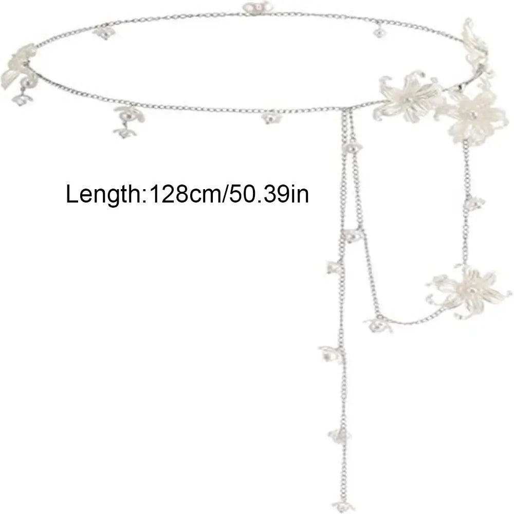 Y2K Flower Waist Chain Silver Geometric Metal Belly Chain All-match Minimalist Bohemian Body Chain Skirt Dress Decoration Qme