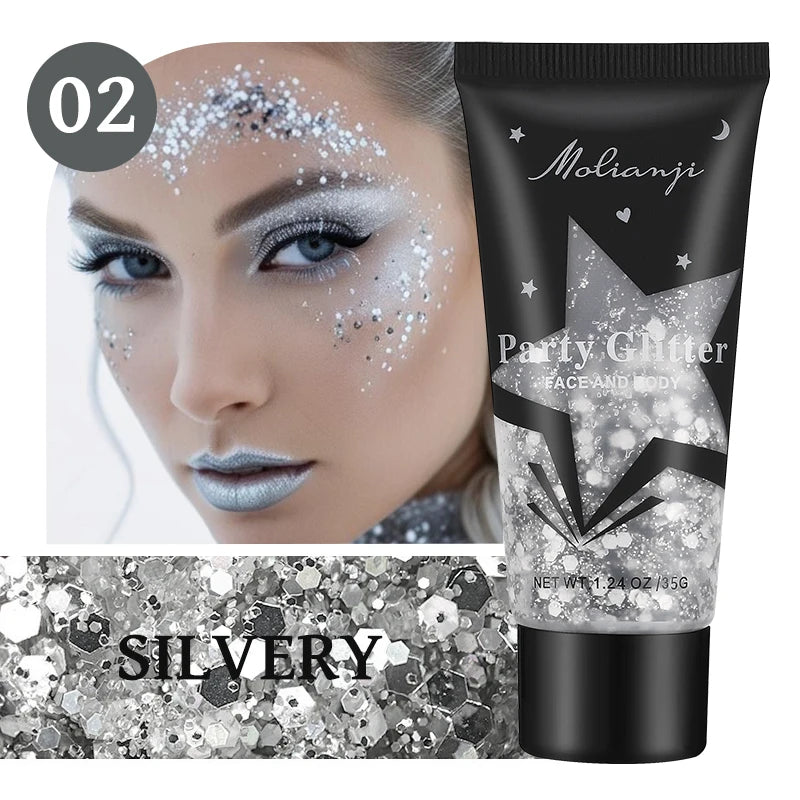 Sequin Gel Its Own Viscosity Easy Push Apply Long-lasting Makeup Qme 02 SILVERY