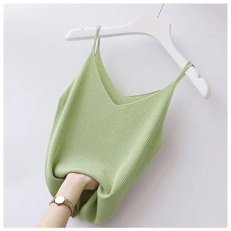 Large Suspender Vest Inner Bottom V-neck Ice Silk Sexy Short Thread Qme GN XL