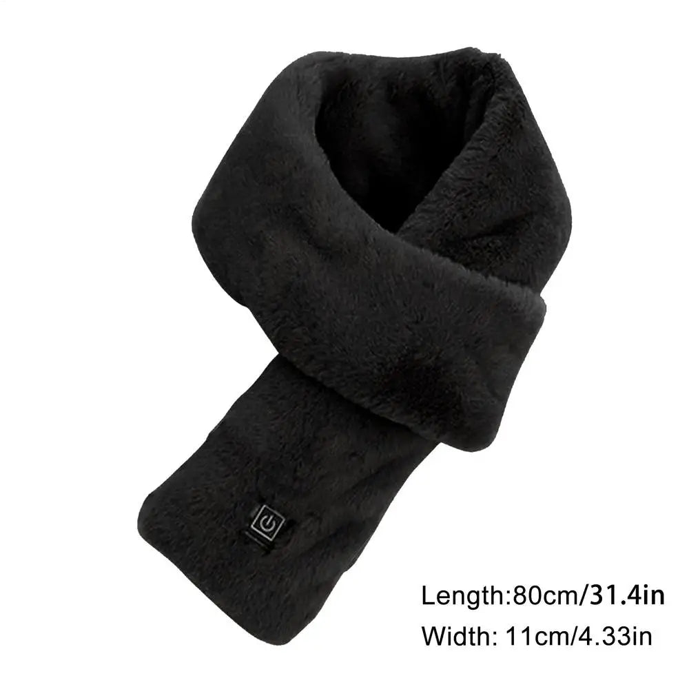 Electric Heated Scarf USB Charging Soft Heating Neck Wrap Winter Electric Scarf with 3 Temperature Settings for Women Qme Black