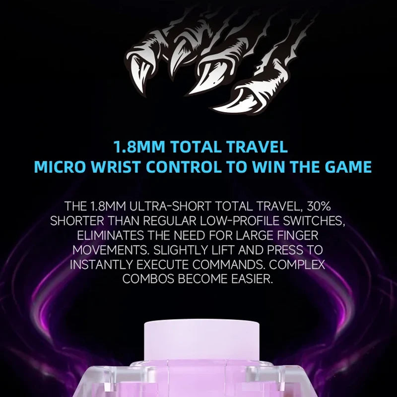 Kailh Saker Mini Low-Profile Switch 3Pin 37g Ultra-Short Total Travel Quick Acuation Mechanical Keyboard Raptor Esports Switch Qme