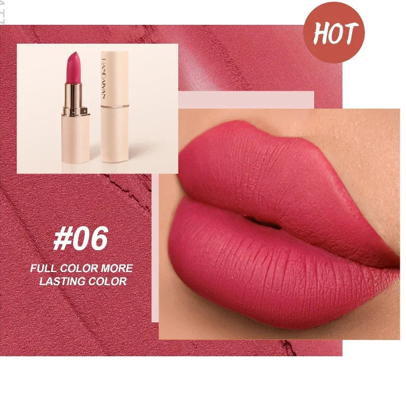 Deep Red Matte Lipstick 8 Colors Waterproof Non-stick Cup Lip Balm Makeup Dark Red Lipsticks Velvet Easy To Color Lips Cosmetics Qme