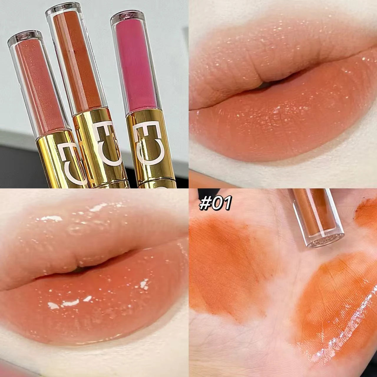 CACE Double End Lip Glaze Full Gloss Mirror Matte Velvet Long Term Qme NO.C110-1