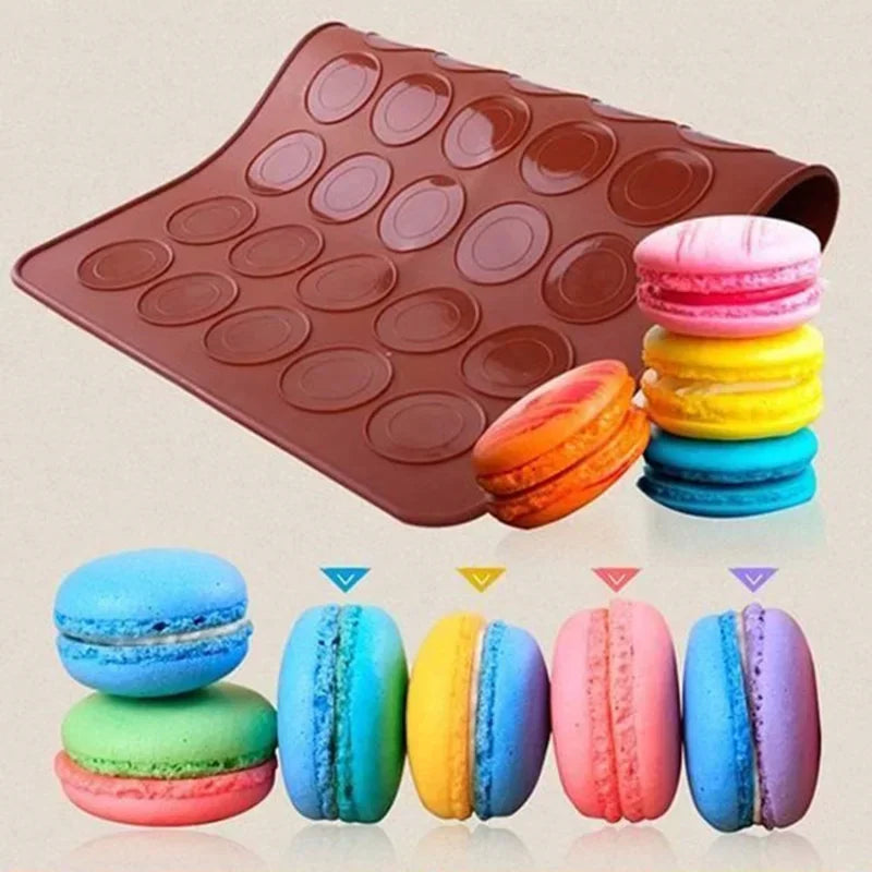 Silicone Holes Non-stick Macaron Macaroon Pastry Oven Baking Mould Qme