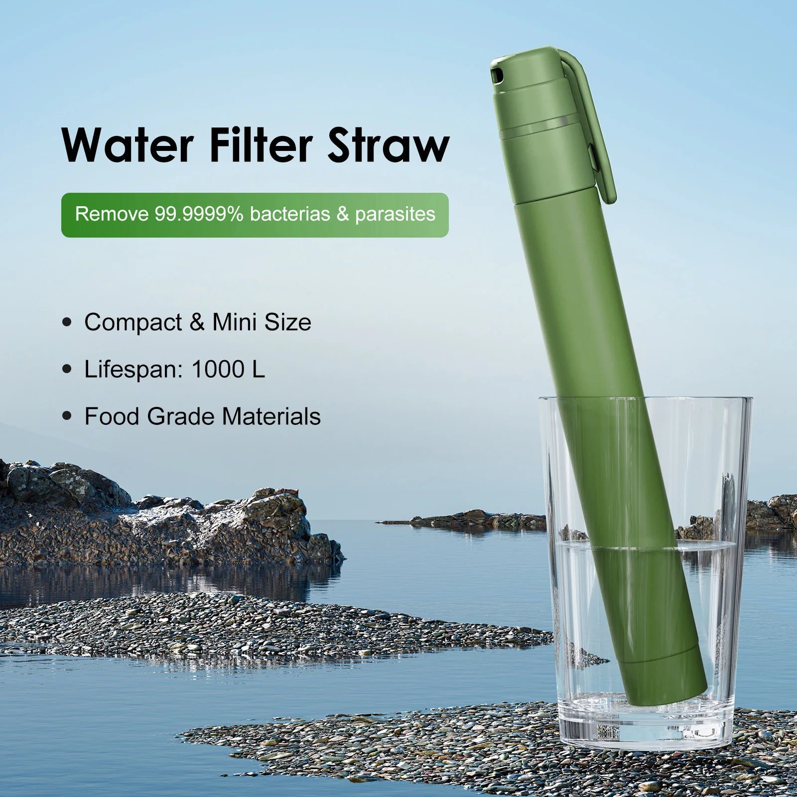 Outdoor Mini Water Filter Straw Emergency Portable Water Filtration System for Camping Hiking Travel 1/2/3/4pcs Qme