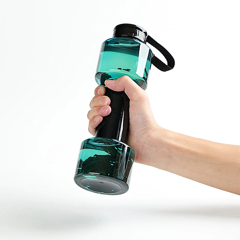 Dumbbell Shaped Sport Water Bottle Kettle PET Outdoor Unbreakable Qme