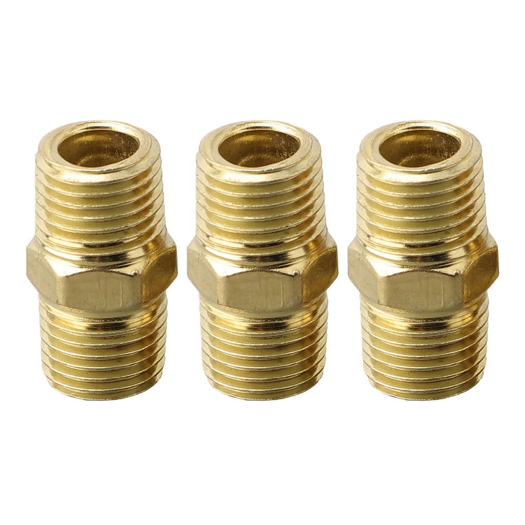10pcs Brass Pipe Hex Nipple Fitting Quick Coupler Adapter Connector 1/4in For BSP Male To Male Thread Water Oil Air Connector Qme
