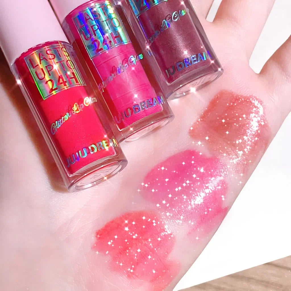 Flowing Light Glitter Lip Glaze Moisturizing Gloss Oil Tint Qme