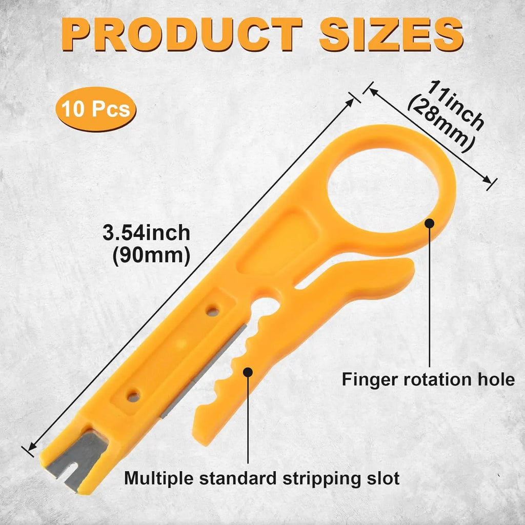 10pcs Wire Stripper with Secure Finger Loop, Cable Stripper Cutter Tool, Wire Punch Down Tool for Diameter 5-6.2mm Cables Wires Qme