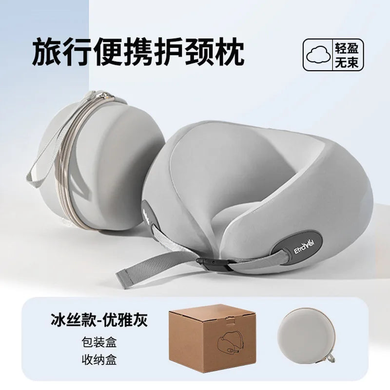 Compact Lightweight Memory Foam U-shaped Pillow Travel Neck Support Qme GRAY
