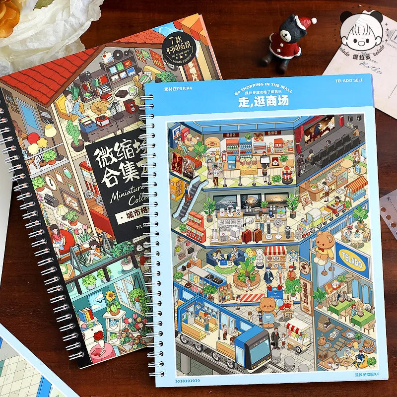 Stress Relief Miniature Scene Sticker Book 9.0, Rich Materials for Organizing & Relaxing, High-Value for Collection & Gifting Qme