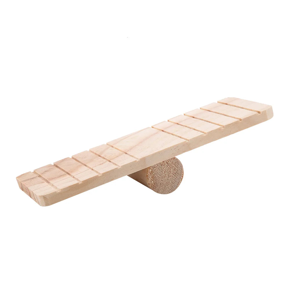Small Pet Wooden Seesaw Bridge Hamster Toy Natural Wood Play Platform for Hamster Gerbil Mouse Guinea Pig Cage Accessories Qme