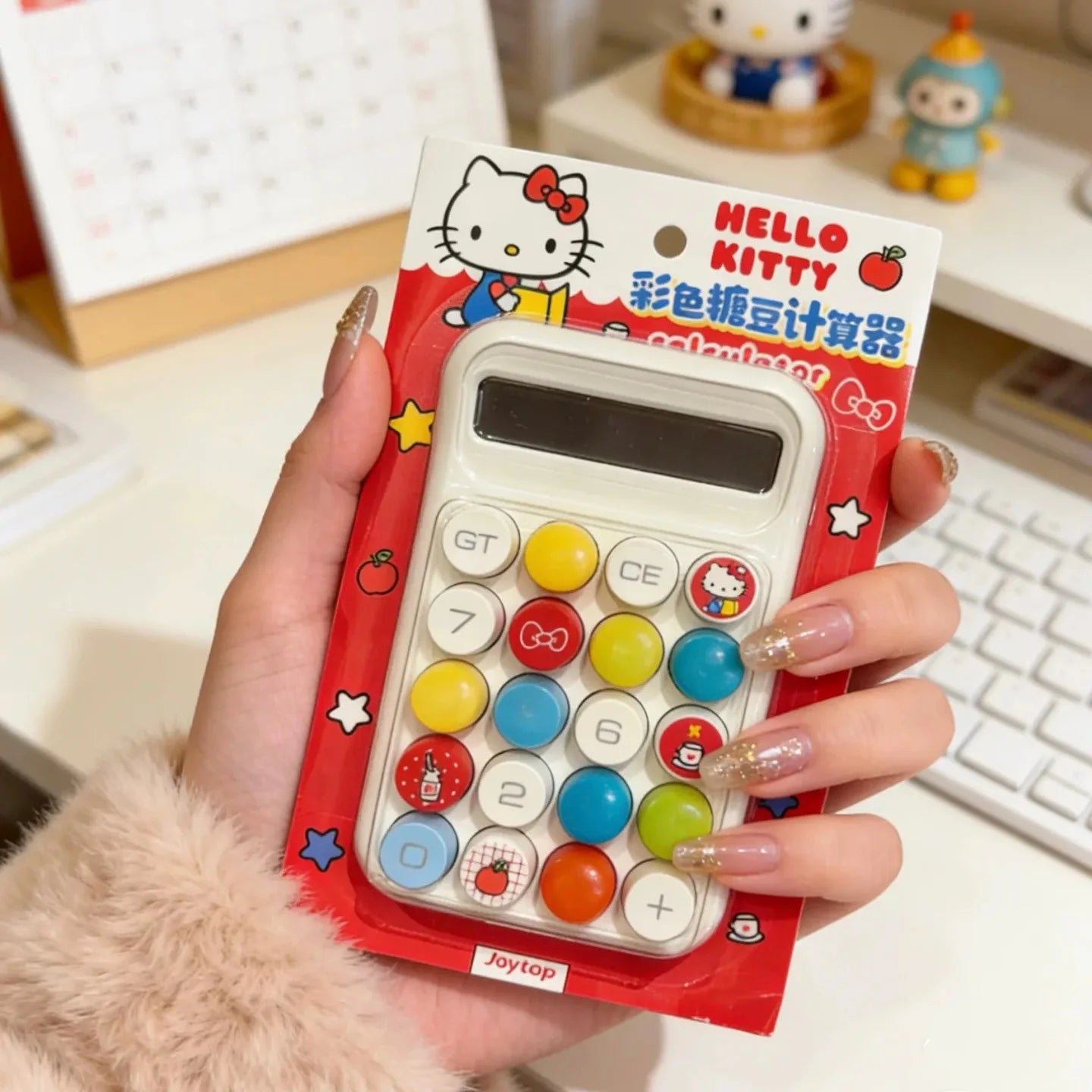 Hello Kitty Cartoon Calculator Cute and Portable Flip-Top Mirror Calculator Small Mini Makeup Mirror Qme 4