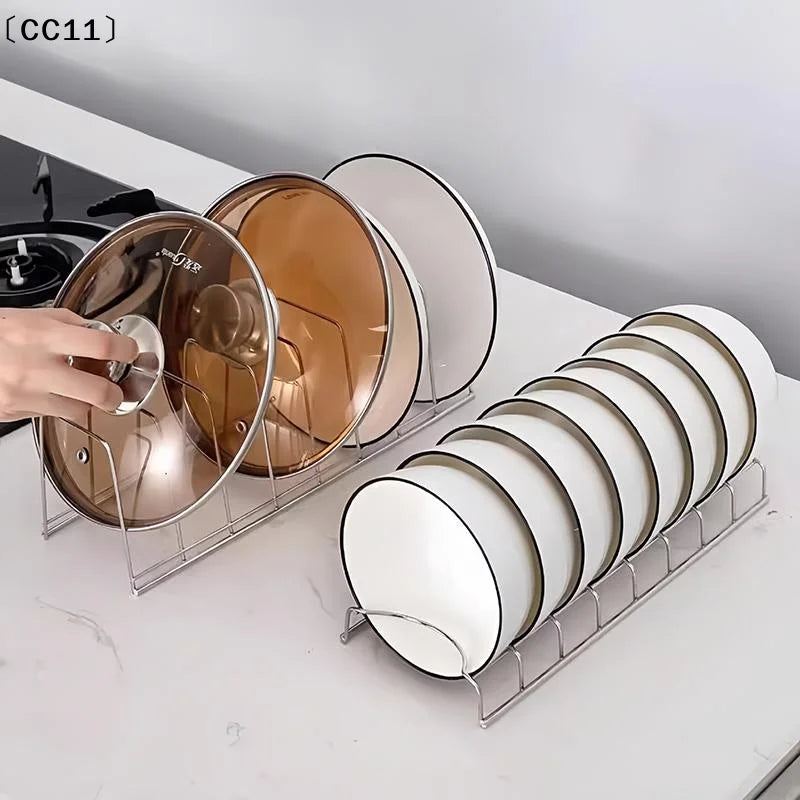 Stainless Steel Dish Drying Rack Bowl Plate Pot Cover Kitchen Storage Qme
