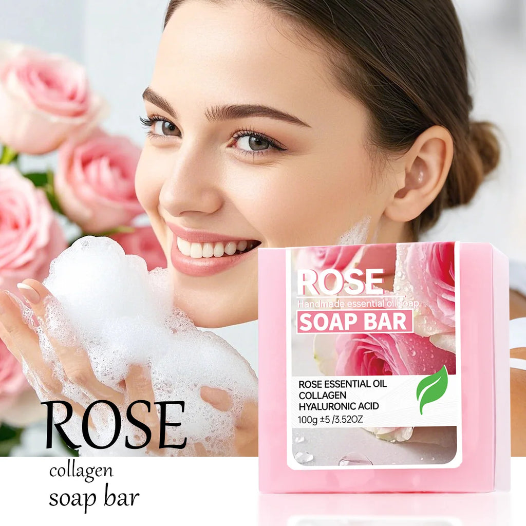 Rose Essential Oil Soap Pink Women's Intimate Facial Cleansing Qme