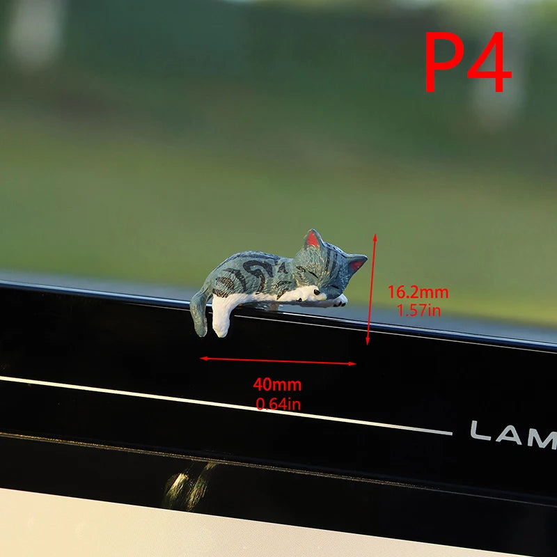 Cute Mini Cartoon Car Cat Ornaments Screen Edge Decoration Micro Qme 4
