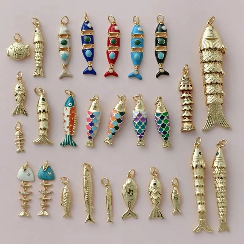 Fashion Cute Colored Enamel Fish Charms For Jewelry Making Supplies Bohemian Animal DIY Earring Bracelet Necklace Accessories Qme