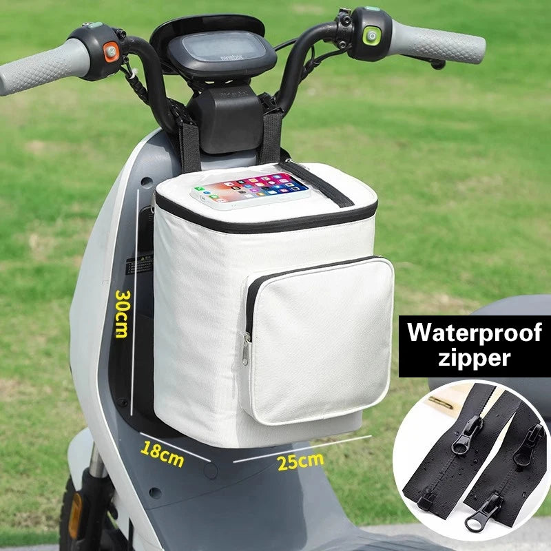 Electric Bicycle Travel Bag Waterproof Motorcycle Cargo Carrying Heat Qme 30CM Dark white
