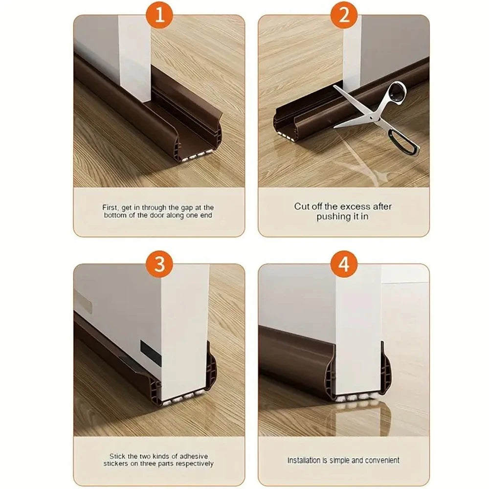 1-4pcs PVC Door Bottom Sealing Strip with Brush Multiple Dustproof Soundproof Washable Weather Strip Snap-In Mount Stripping Qme