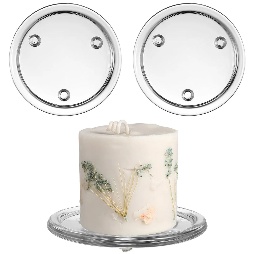 3Pcs Round Glass Holder Tray Elegant Scented Plate for Dinner Party Wedding Banquet Home Decoration Qme