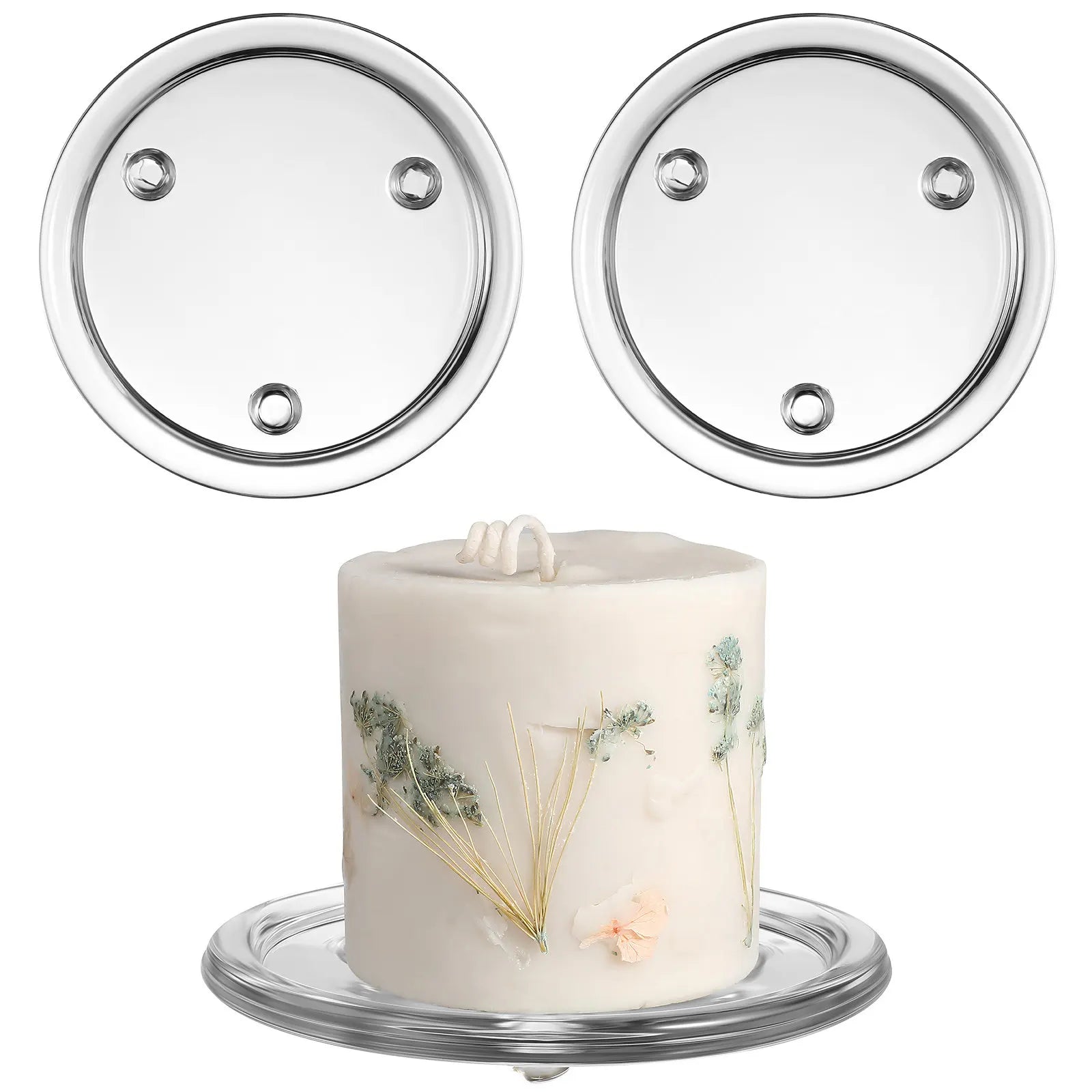 3Pcs Round Glass Holder Tray Elegant Scented Plate for Dinner Party Wedding Banquet Home Decoration Qme