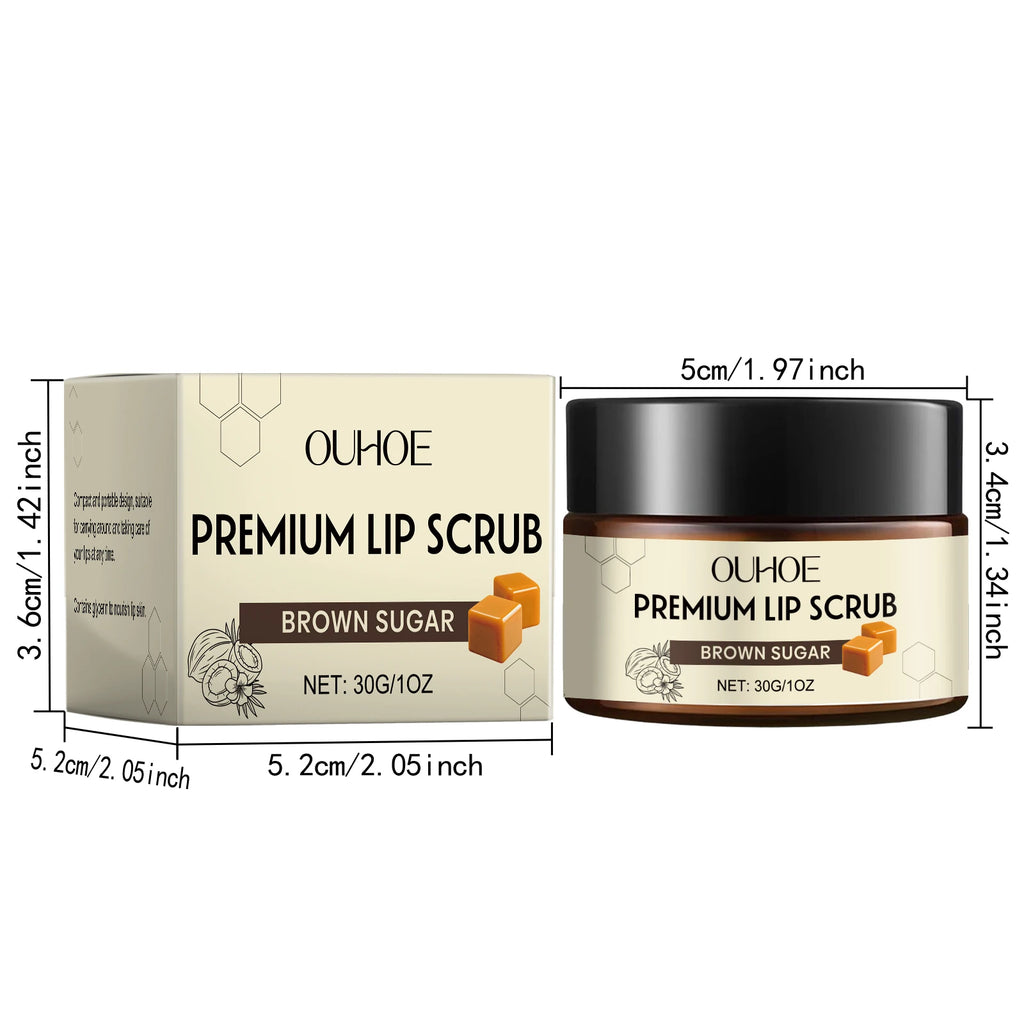 Brown Sugar Lip Scrub Gentle Exfoliating Dead Skin Removal Fade Lip Lines Moisturizing Nourishing Dry Chapped Lip Care 30g Qme