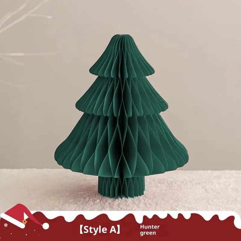 Christmas Tree Ornament 3D Honeycomb Ball Folding Paper Xmas Tree Desktop Hanging Xmas Decor Qme A2