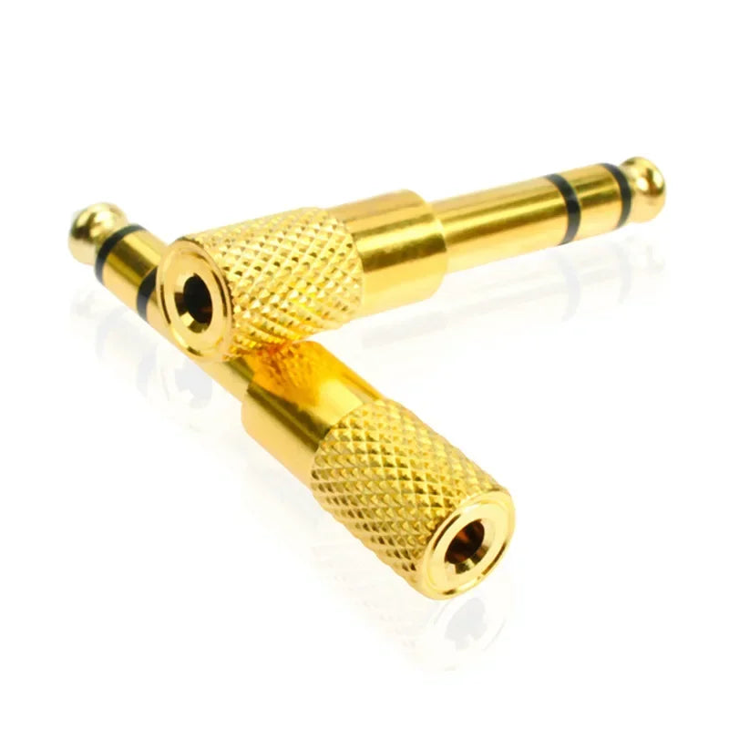 5PC 6.5mm To 3.5mm Adapter Jack Stereo Audio Adaptor for Microphone Headphone AUX Cable Gold Audio Adaptor Qme
