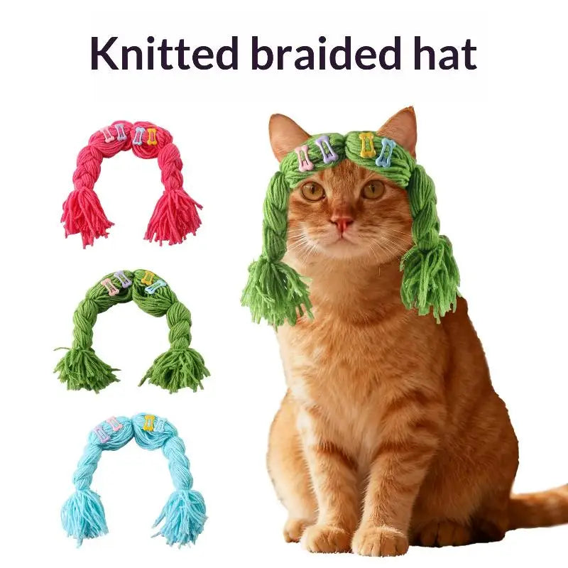 Dress Up Cat Dog Headgear Decoration Accessories Pet Supplies Wig Qme