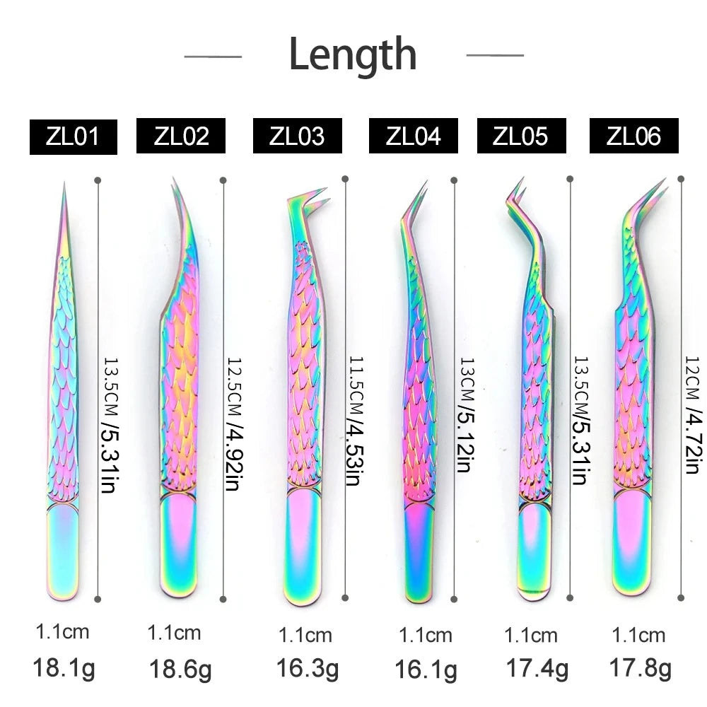 False Eyelash Tweezers Colorful Stainless Steel Precision Anti-static Qme