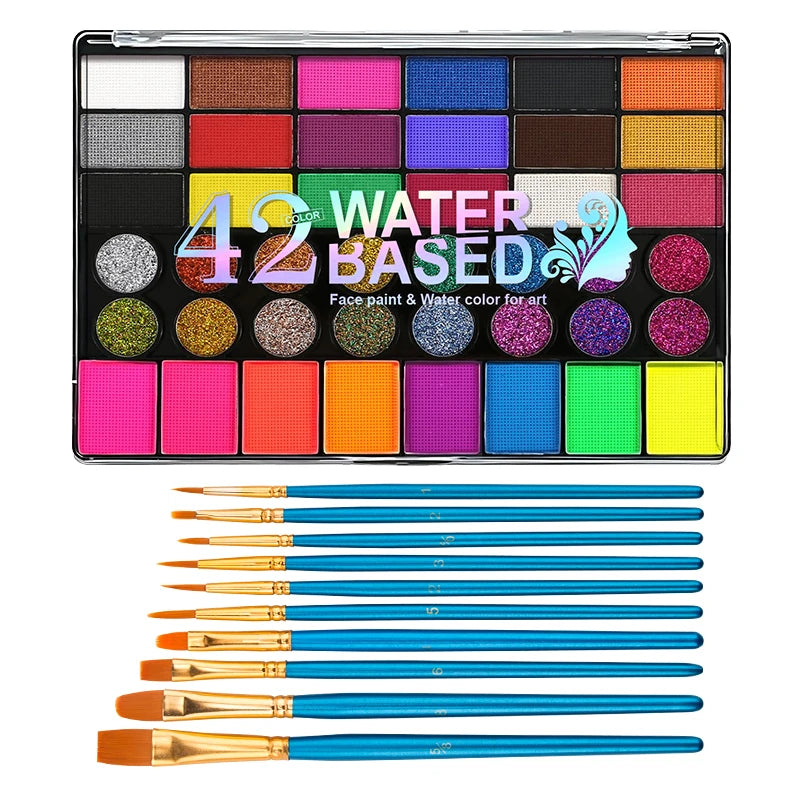 42-Color Water-soluble Body Paints Designed Face Painting Featuring Qme 2pcs