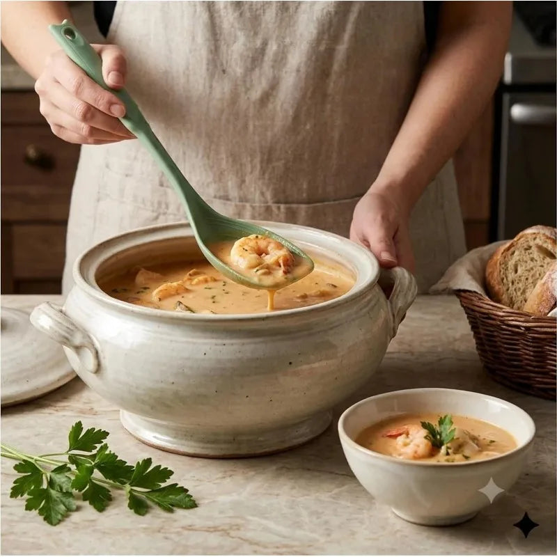 Multifunctional Silicone Spatula Spoon Comfortable Grip Non-slip Handle Cookware Mixing Spoon Silicone Tableware Spoon Qme