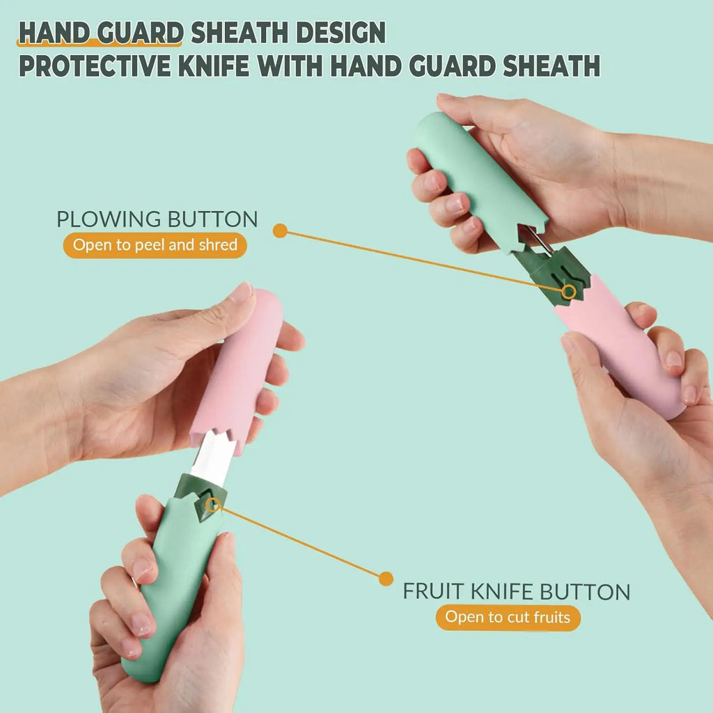 2-in-1 Multifunctional Peeler, Creative Fruit and Vegetable Dual-Use Peeler, Outdoor Portable Safety Cover Peeling Fruit Peeler Qme