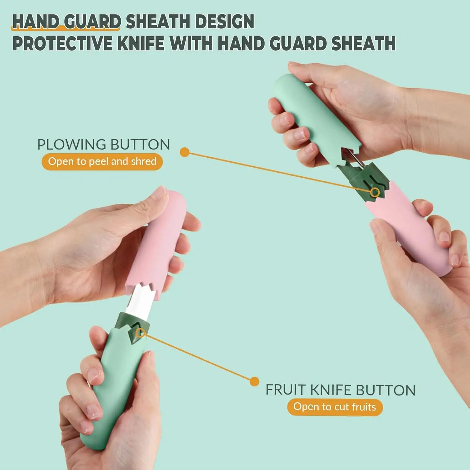 2-in-1 Multifunctional Peeler, Creative Fruit and Vegetable Dual-Use Peeler, Outdoor Portable Safety Cover Peeling Fruit Peeler Qme