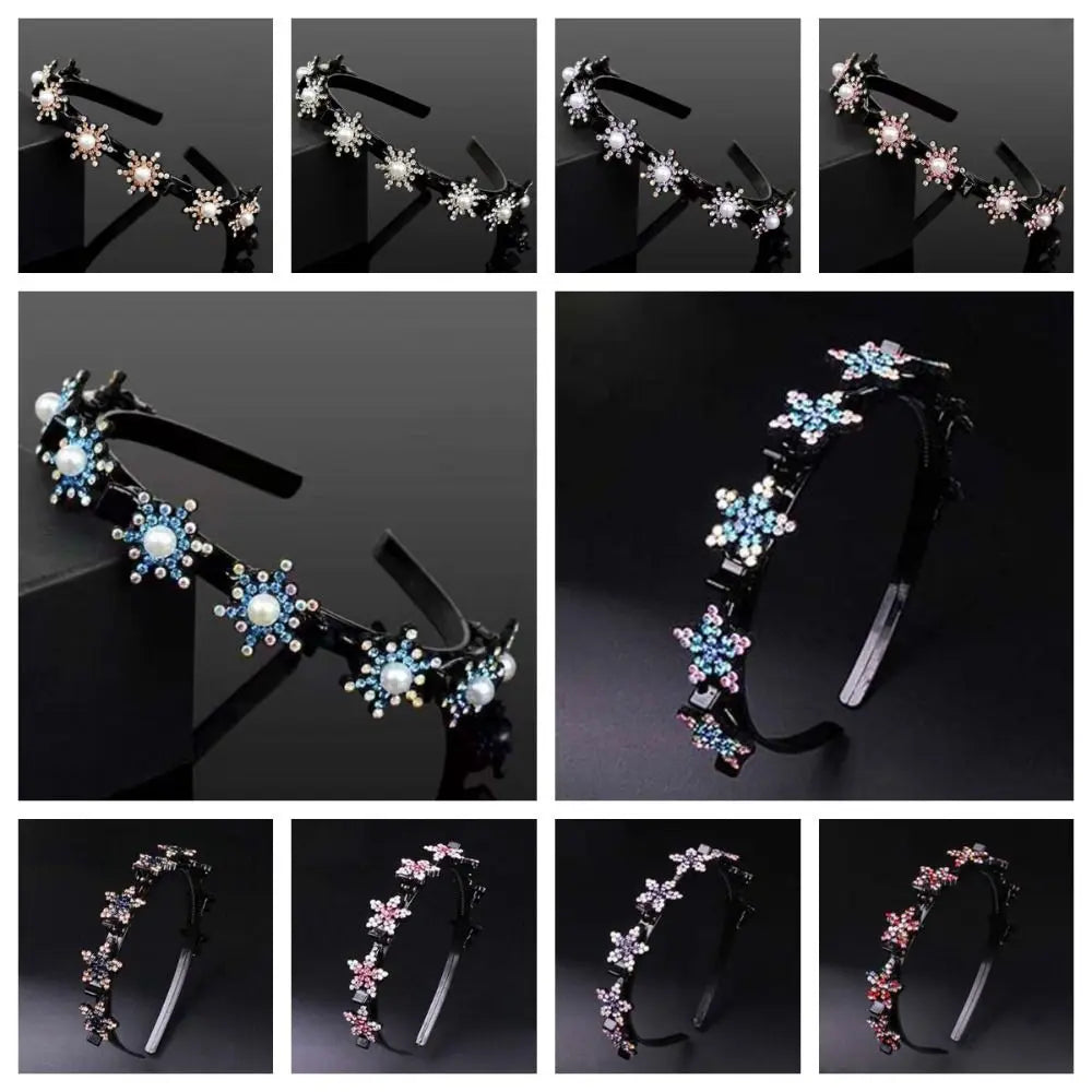 Elegant Hair Bands Clips Sweet Snowflake Star Women Pearl Hoop Qme