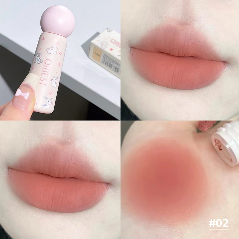 QIBEST Nude Matte Lip Mud Waterproof Non-stick Liquid Lipstick Long Lasting Highly Pigmented Lipgloss Tint Korean Cosmetics Qme