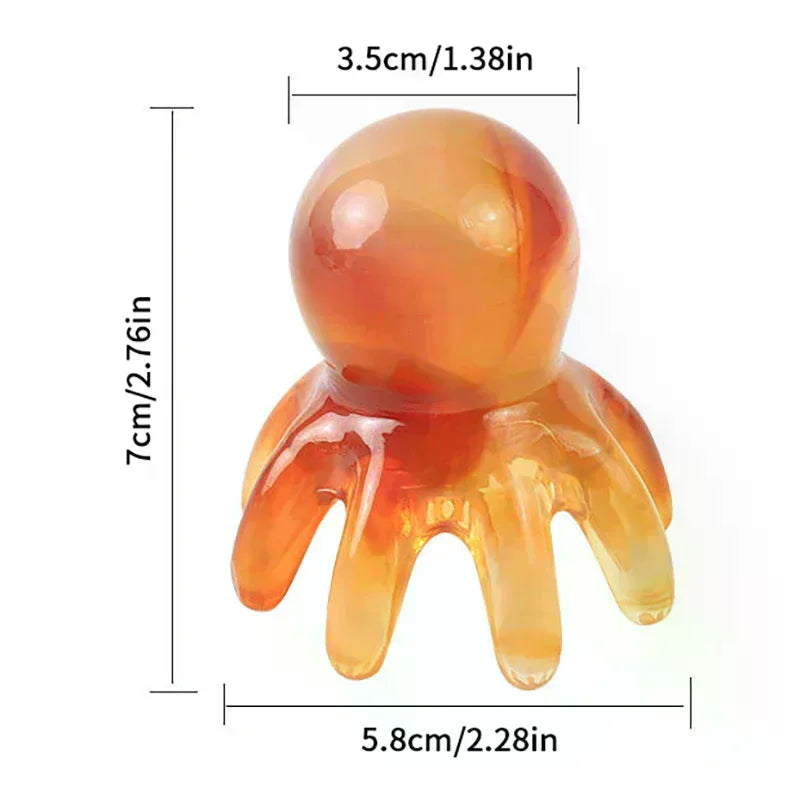 Resin Octopus Shaped Head Meridian Acupoint Massage Comb Wide Tooth Qme
