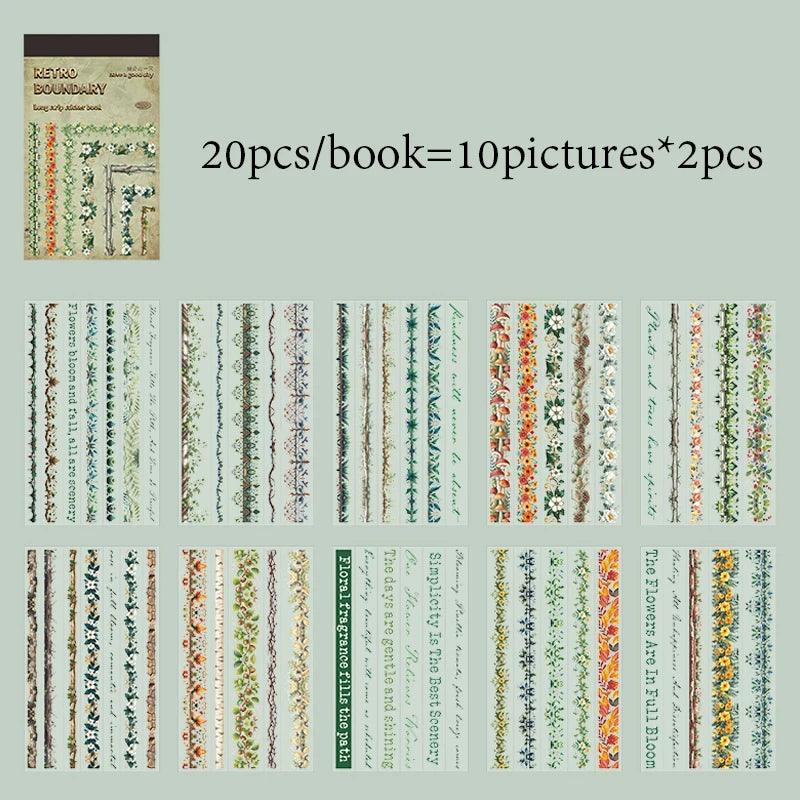Border Decor Sticker Book, Great for Vintage Scene Collage. Various Elements for Free Creation, Fits Multiple Journal Styles Qme D