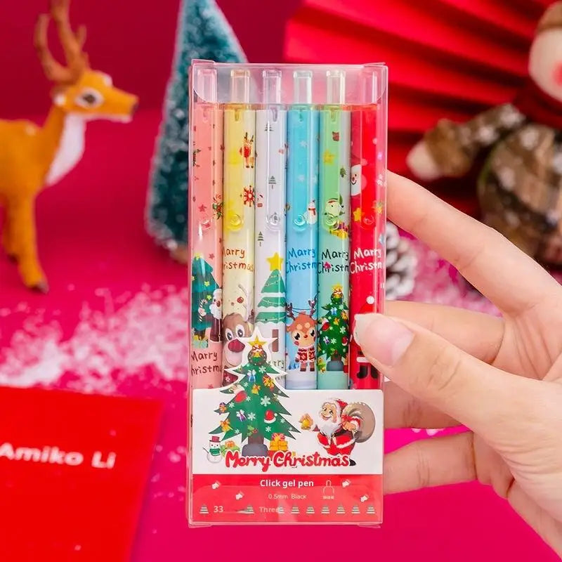 Cute Christmas Capybara Pens Cartoon Santa Claus Snowman Elk Pressing Qme A2