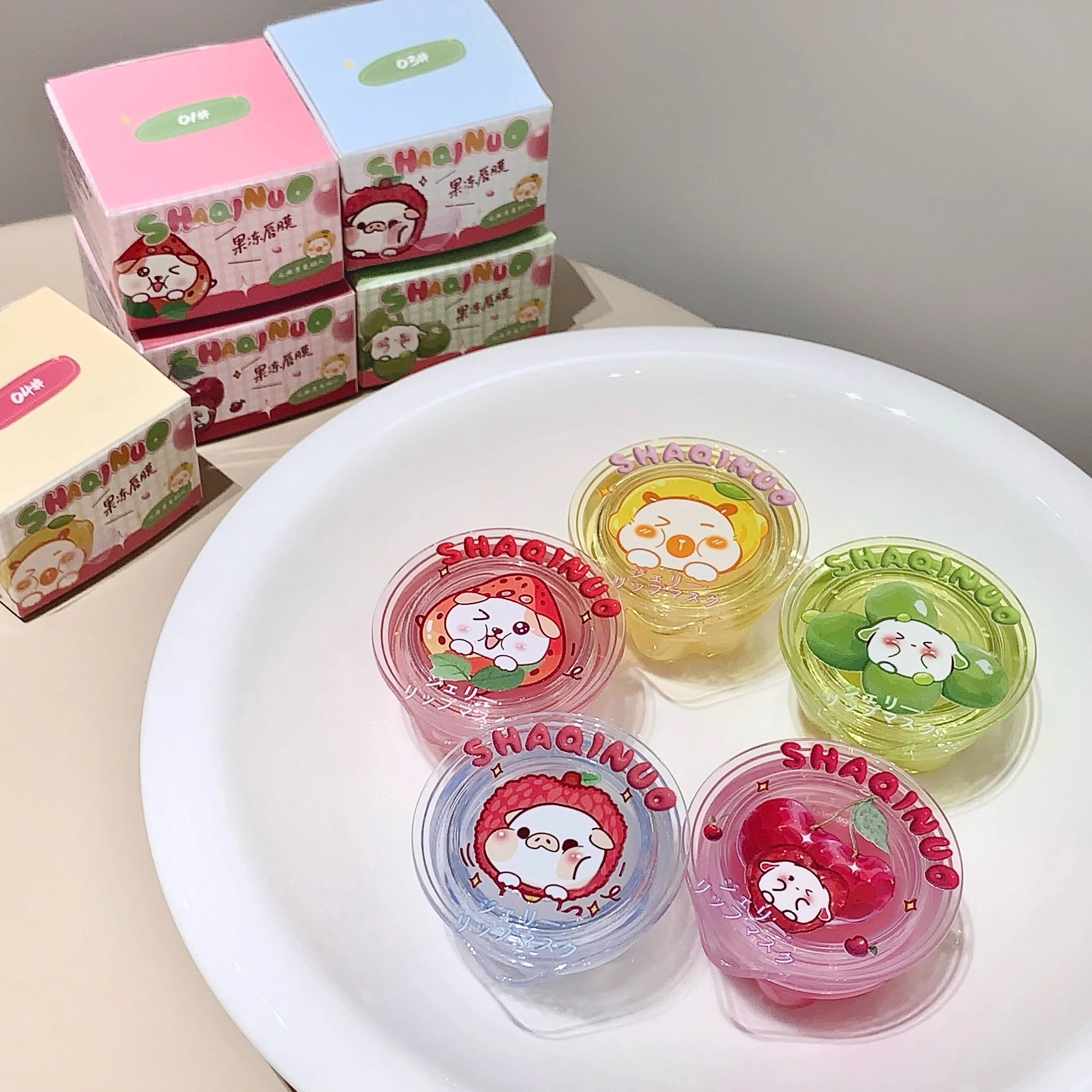 SHAQINUO Fruit Jelly Lip Mask Moisturizing Hydrating Nourishing Balm Qme