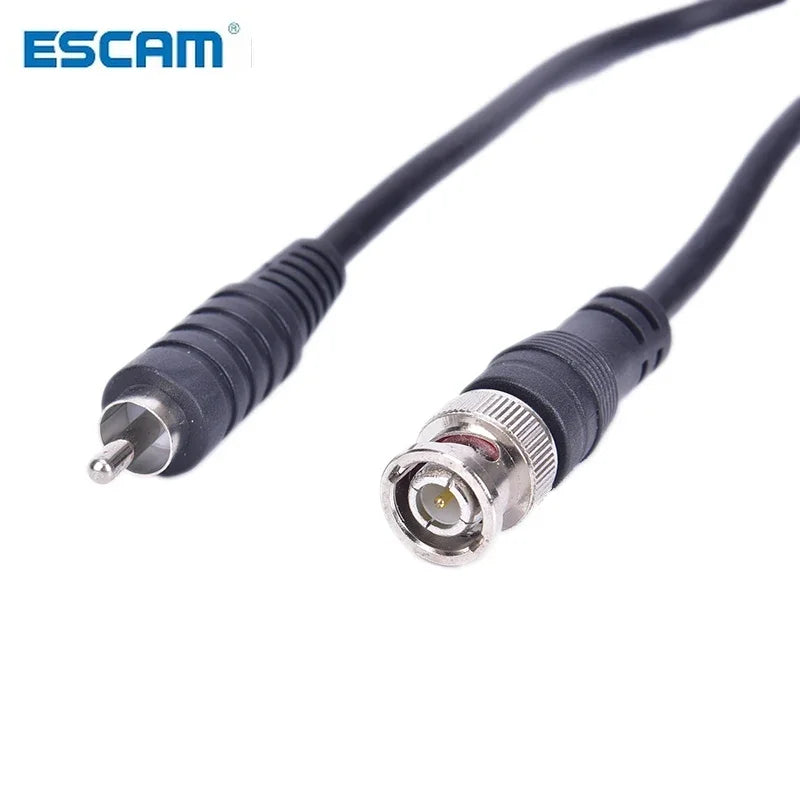 ESCAM 1M/3ft BNC Male to RCA Male Jack Coaxial Cable Connector Video Adapter for CCTV Camera system Camera Accessories Qme 1M 5pcs