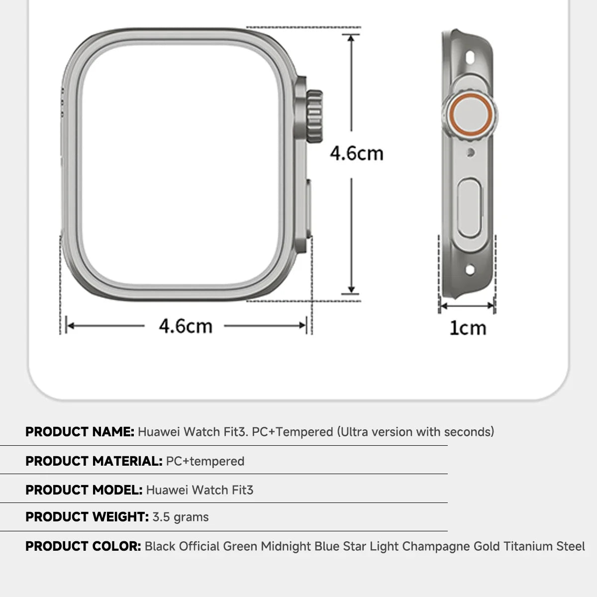 Screen Protector + Tempered Glass Case for Huawei Watch Fit 3 Case Frame As ultra2 Smart Watch Strap Case for Huawei Watch Fit 3 Qme