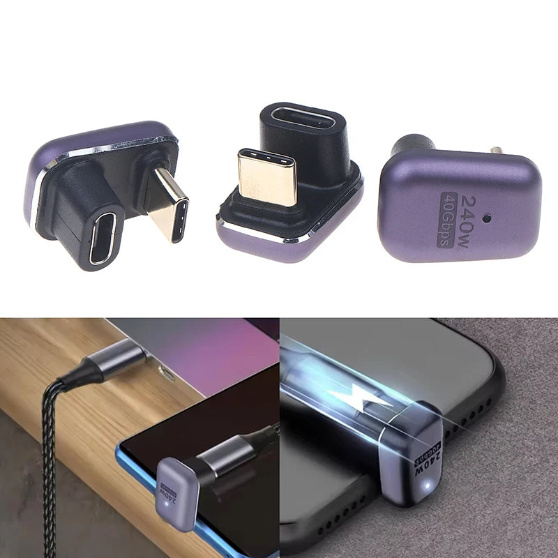 1 240W U Shape USB C Adapter 180 Degree Angled Type-c Extender Qme