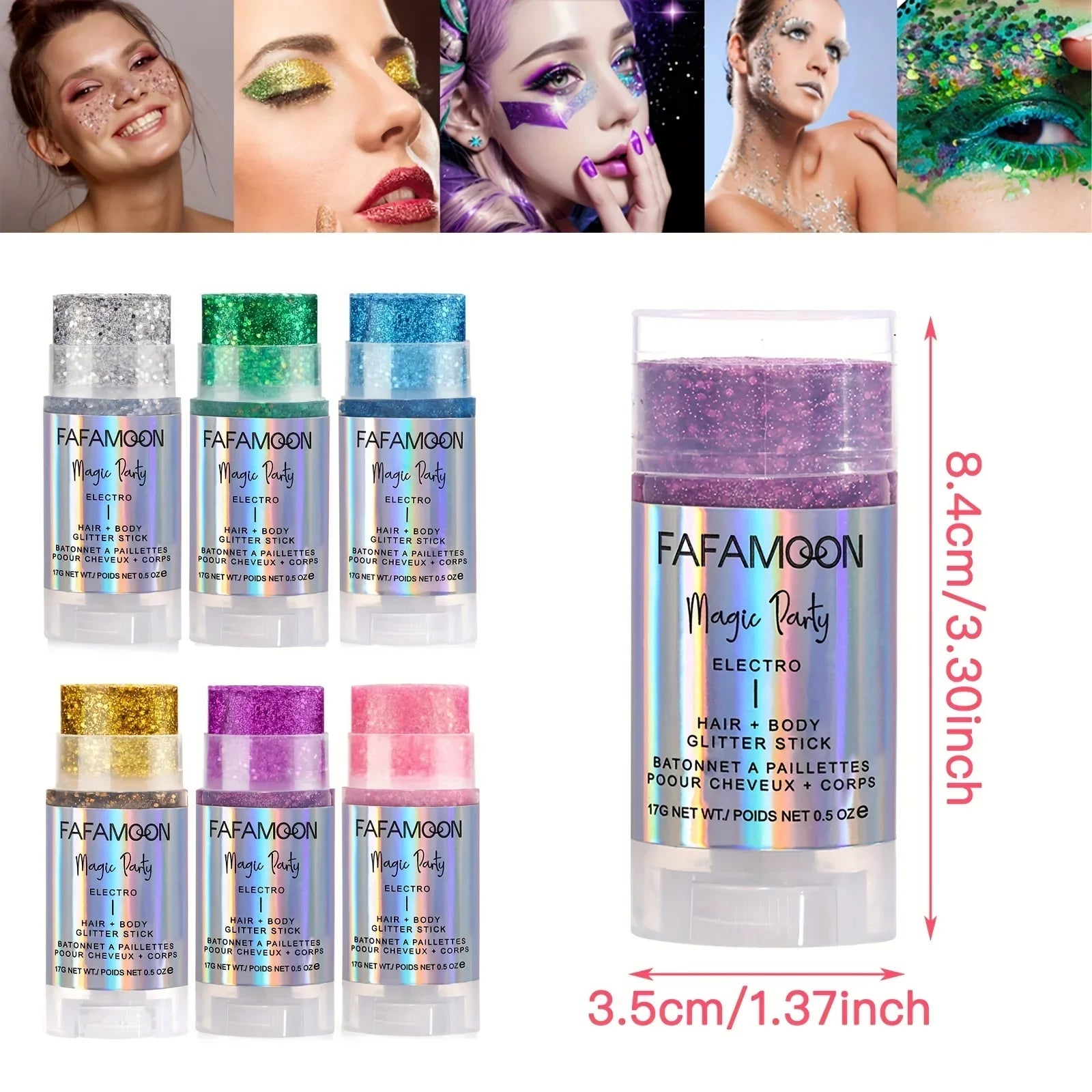 Body Glitter Stick, Singer Music Rave Festival, Rotating Mermaid Face Glitter Stick, Holographic Glitter for Face/Body/Hair/Eye Qme