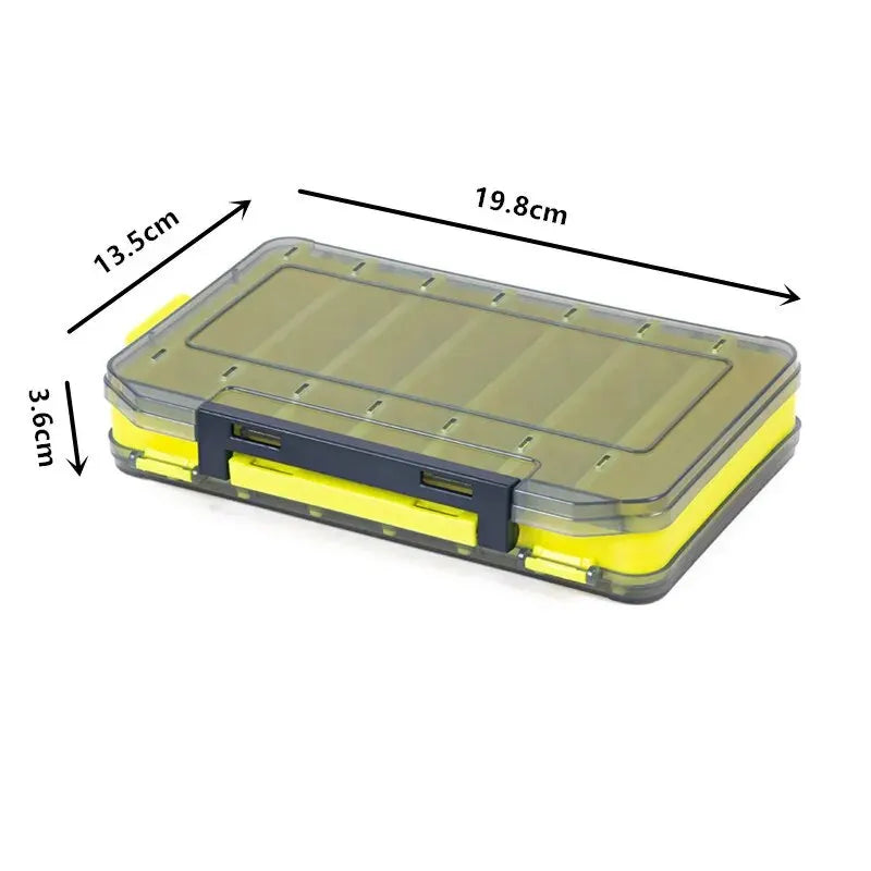 Fishing Tackle Box Storage Carp Container Case for Artificial Baits Lures Fly Waterproof Accessories Double Sided Fishing Tool Qme yellow